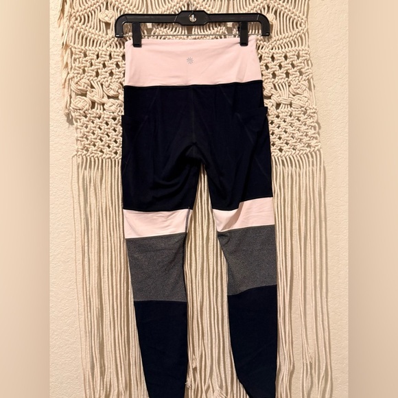 Women’s Athleta Colorblock Leggings – Black, Pink & Gray Athletic Fitness Pants - Picture 1 of 3